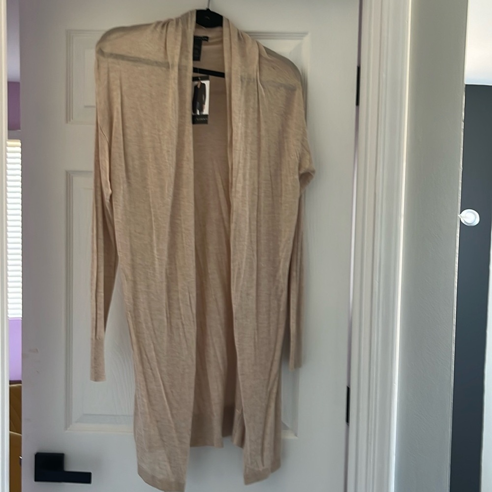 Flyaway Cardigan by Grace Elements, oatmeal Heather color size L New with tag on